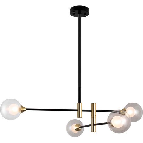 Plafoniera Italux Marino 4 luci G9 nero ottone vetro