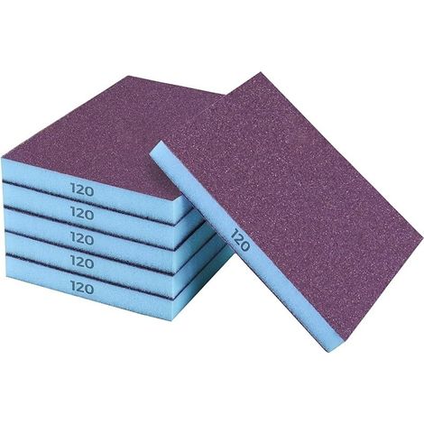 Lot de 6 éponges de ponçage, Grain 120, tampons de ponçage lavables et réutilisables, Lot de Papier abrasif pour Mur en Bois et métal (1/5)