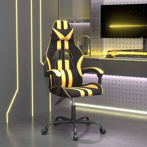 vidaXL Silla gaming cuero sintético negro y dorado (1/5)