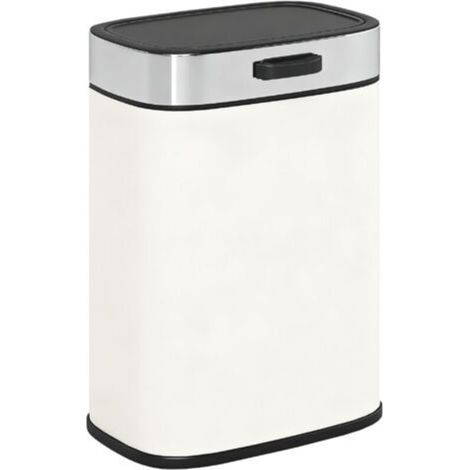Poubelle 5L, sur pied ou murale, en acier inoxydable, blanc crème (1/5)