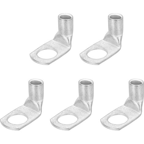 0AWG - 9/16" Bornes En Cuivre, Cosses De Batterie À 90 Degrés, Terminaux À Anneau, Connecteurs En Cuivre Nu Pour Équipements Électriques Marins (Argent, 5Pcs) (1/5)