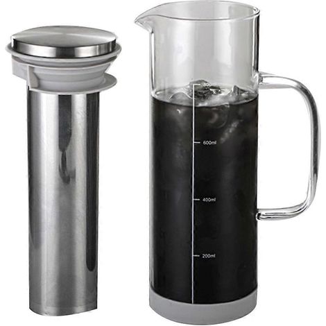 Cafetière à infusion à froid, pichet à café glacé en verre et acier inoxydable-- (1/5)