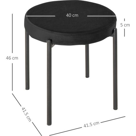 Lot de 4 tabourets de bar empilables pour cuisine et salle à manger, assise rembourrée en velours effet daim, piètement métal noir, dimensions 41,5 x 41,5 x 46 cm, chaises hautes modernes et pratiques (1/4)