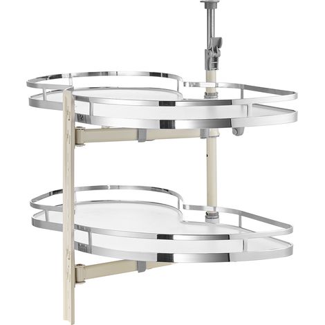 VEVOR Plateau Tournant pour Meuble deAngle Ouverture a Gauche, Etagere Pivotante pour Placard d’Angle de 91,4 cm de Largeur, Tourniquet Reglable en Hauteur a 2 Niveaux, Fermeture Douce, Cuisine