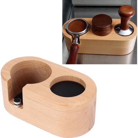 Kaffeestampferhalter aus Holz, Kaffeefilterhalter, doppelte Ablagefläche für die Bartheke, 58 mm (1/5)