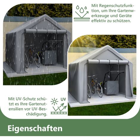Abri de jardin 244x241x217cm gris foncé,adapté garage vélo et local à outils. Structure robuste pour rangement jardin et équipements.