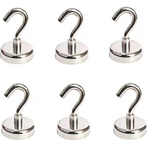 6pcs Crochets magnétiques 18LB Pull Extra Strong Neodymium Magnet Hooks, Magnetic Hooks Heavy Duty, Aimants avec crochet pour réfrigérateur, Heavy Duty Cruise Hook for Ceiling, Small Magnetic Hanger f (1/5)