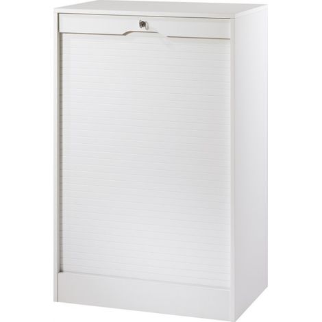 Classeur à Rideau 8 Tablettes Multi Coloris L 70 cm H 108 cm P 44 cm - Coloris: Blanc