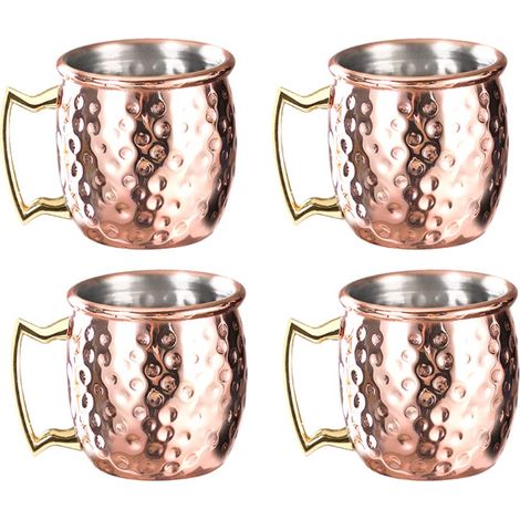 Lot de 4 mini tasses à cocktail en cuivre avec marteau en cuivre et acier inoxydable à pois or rose 56,7 g (1/5)