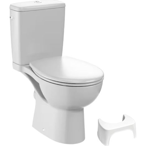 WC à poser sans bride JACOB DELAFON Gaspard + Tabouret physiologique blanc
