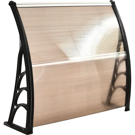 Auvent de porte en polycarbonate résistant aux intempéries, 120x75 cm, couleur brun (1/5)