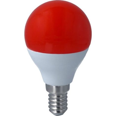 Lampada A Led E14 G45 4W 220V Colore Disponibili Blu Verde Viola Rosso Giallo (Rosso)