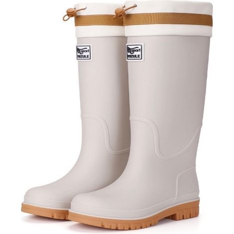 Bottes en caoutchouc hautes imperméables pour femmes taille 38, avec cordon réglable à l'ouverture, semelle crantée antidérapante, idéales pour le jardinage, le travail en plein air et les jours de pl