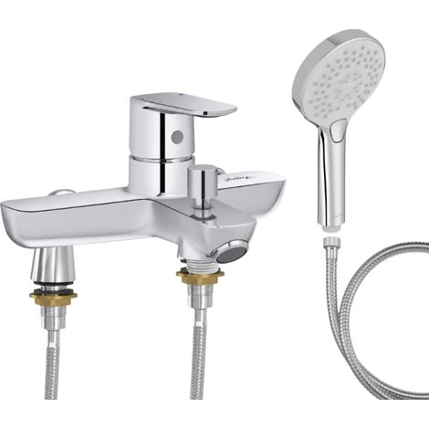 Mitigeur baignoire JACOB DELAFON July+ + pommeau de douche Metro + flexible de douche métal + colonnettes Idro'Flex (1/4)