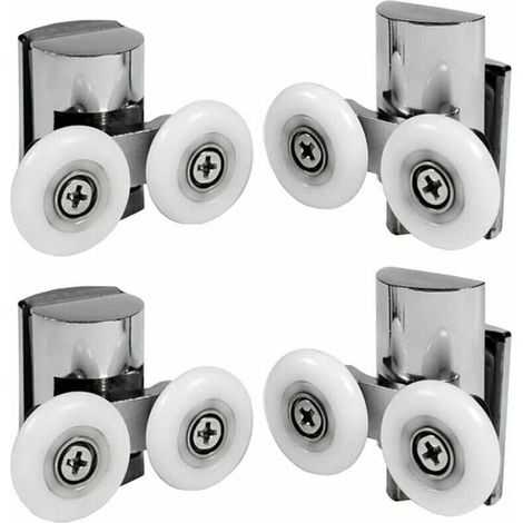 Ensemble de 4 galets de porte coulissante de douche double diamètre 23 mm en alliage de zinc pour salle de bain (1/5)