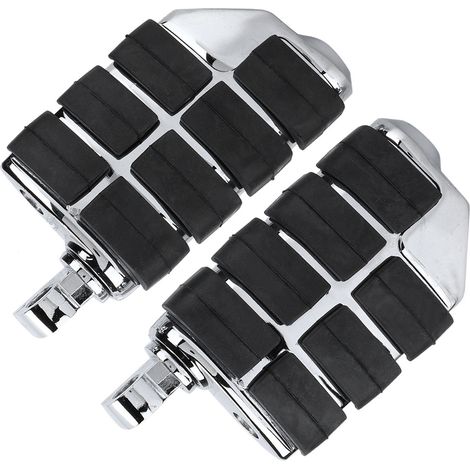 Repose-pieds de moto en alliage d'aluminium usiné CNC avec caoutchouc, remplacement universel pour Kawasaki, chromés (1/5)
