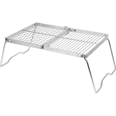 Gril pliant portable en acier inoxydable épais, idéal pour le camping et les activités de plein air. (1/5)