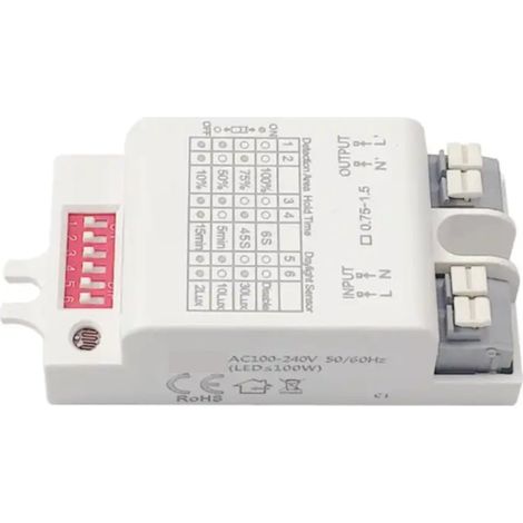 Silamp – Détecteur de mouvement 10m x 6m 150° 220V – Sensibilité réglable 6s à 15min – Pour éclairage automatique dans couloirs et garages