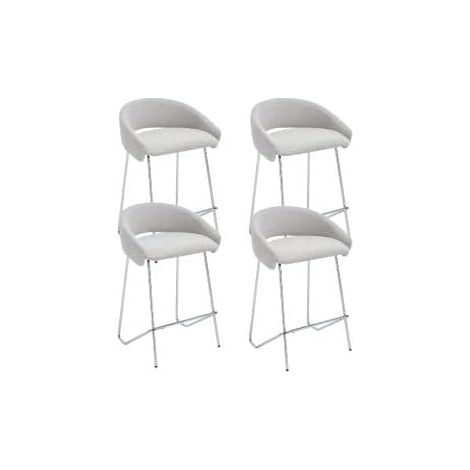 Wahson Barhocker 4er Set, Chenille Barstühle mit Metallbeinen, Moderner Küchenstühle mit Fußstütze, Bistrohocker Kücheninsel, Grau