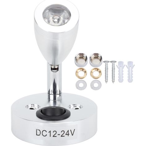 Lampe de chevet LED RV haute luminosité 2W DC12 à 24V en alliage d'aluminium blanc chaud 3000K pour voiture camion bateau Yacht argent. (1/5)
