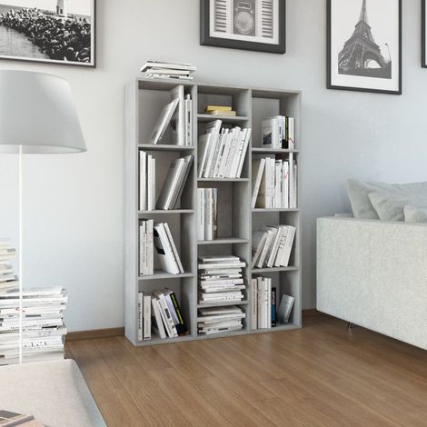 vidaXL Room Divider/Book Cabinet Concrete Grey 100x24x140 cm Engineered Wood
