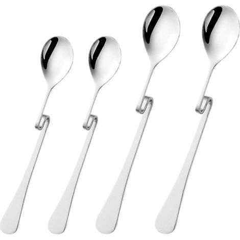 Set mit 4 gebogenen Kaffeelöffeln aus Edelstahl. – 15,50 x 2,60 x 1,00 cm (1/4)