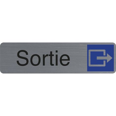 Plaque de signalisation - EXACOMPTA - Sortie - Aluminium brossé - Auto-adhésif