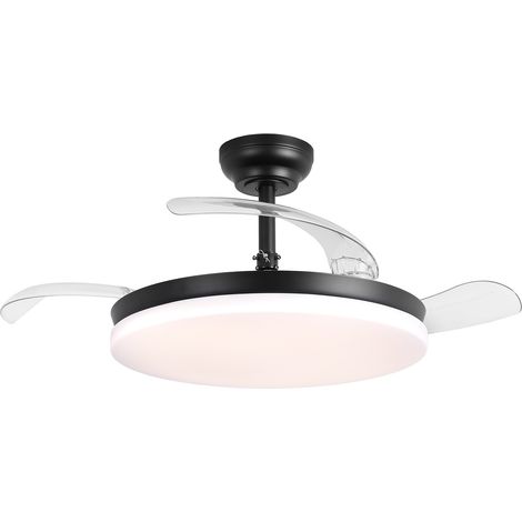 Parrot Uncle 106 cm Deckenventilator mit Licht, ausziehbare Flügel, Schwarz, leiser DC-Motor 30 W, LED, 6 Geschwindigkeiten, Fernbedienung, Timerfunktion