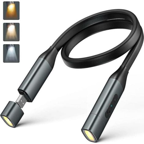 SABIR Lampe de lecture de cou 1100mah lumière de livre led flexible pour lire au lit la nuit, lumières mains libres pour lire courir camping tricoter couture (1/5)