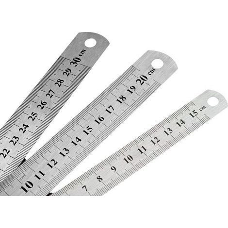 3 Pcs Réglet 15cm 20cm 30cm Outil Règle pour Étudiants et Bureau (Règle en acier inoxydable), argent (1/5)