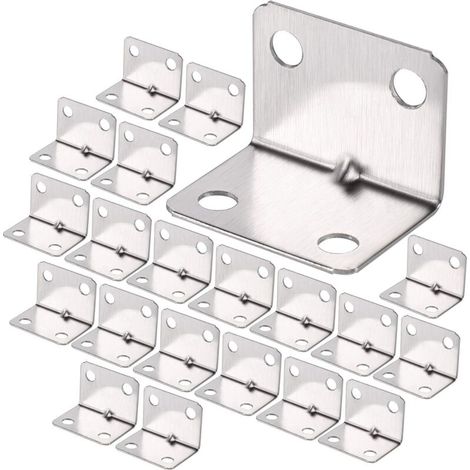 100Pcs Stainless Steel Corner Brace, Heavy Duty 90 Degree Corner Brace, Right Angle Corner Brace, Small Woodworking Corner Bracket, Right Angle Support Brace for Fixing Fence Table Shelf
