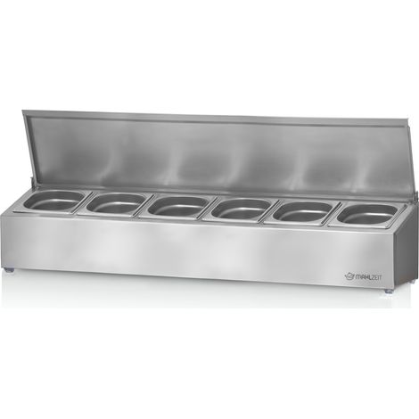 Mahlzeit Edelstahl Zutatenbehälter, 6 x 1/6 GN Behälter mit Gummifüße, Wärmebehälter, Salatbar