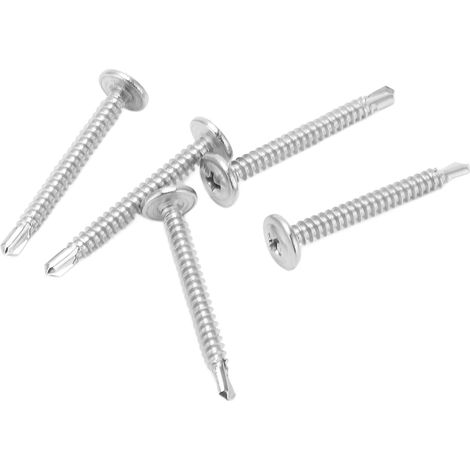 Vis tête fraisée bombée 304 inox M4.2x38, 50 pièces, à filetage autoforeuse avec rondelle intégrée. (1/5)