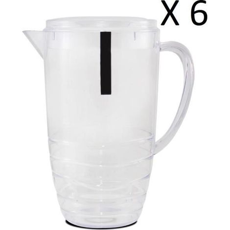 Lot de 6 pichet à anse, broc, carafe avec couvercle et bec, capacité 2.5 L- Diamètre 20-14 x Hauteur 24.4 cm -JUANIO (1/3)
