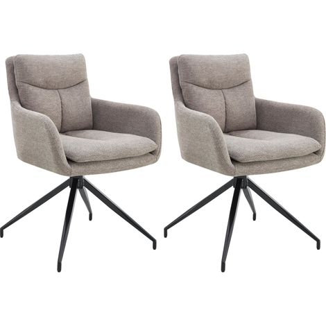 Conjunto de 2 sillas de comedor con reposabrazos y asiento giratorio en tela color topo 100007440 (1/5)