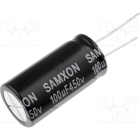 Condensatore elettrolitico 100uf 450vdc 105Âºc Dimensioni 18x40mm Radiale 100mf450v/105/rd