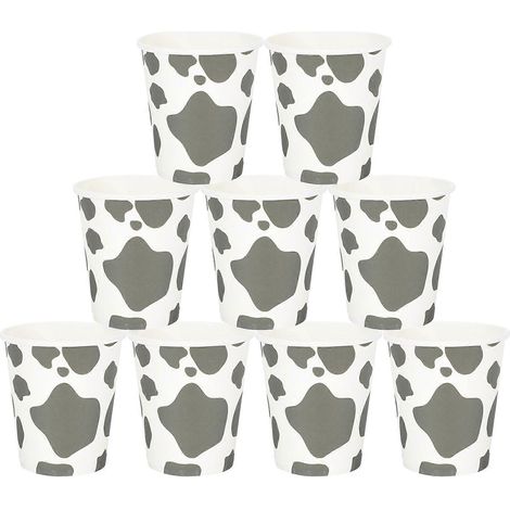 Lot de 20 gobelets en papier imprimés sur le thème des vaches, jetables, pour les fêtes d'anniversaire d'enfants. (1/5)