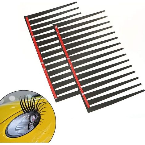 Car Eyelashes, Black Car Headlight Stickers, Car Eyelashes Car Styling Decorative Sticker, 2 Pairs (1/5)