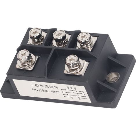 Pont Redresseur Triphasé 75A 5 Bornes, Module Diode Redresseur 1600V avec Dissipateur de Chaleur en ABS et Laiton (1/5)