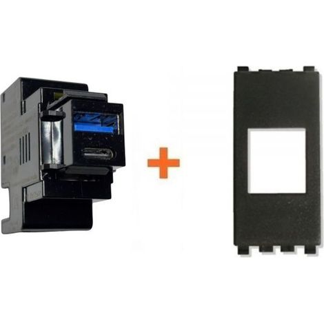 Perry presa USB A + C 3A compatibile Vimar Arke nera - 1MCUSB002A