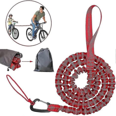 Corde de remorquage pour vélo enfant, sangle de remorquage élastique, corde de remorquage à élastique pour vélo, capacité de charge 500 lbs (rouge - 170 cm) (1/5)