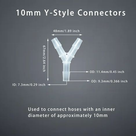 (5 raccords en T de 10 mm) 5 raccords en T pour tuyau d'arrosage, séparateurs de flux d'air et d'eau en forme de Y, joints de tuyau en plastique pour irrigation goutte à goutte, aquariums et jardin. (1/5)