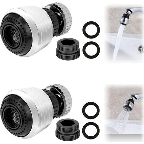 Aérateur de robinet cuisine 2 pièces – compatible M22 extérieur / M24 intérieur – économiseur d’eau avec brise-jet et mousseur (1/4)