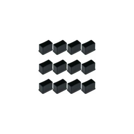 Juego de 12 tapas protectoras rectangulares de fieltro de goma para patas de mesa o silla - Negras, 15 x 30 mm - Crezuo