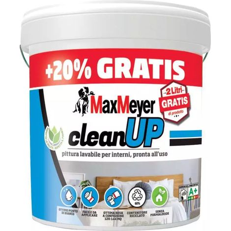 pittura lavabile max meyer "clean up" bianco 12 lt