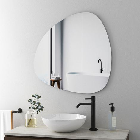 Spiegel Asymmetrischer 80x80cm Badspiegel Asymmetrischer Organischer Wandspiegel Dekorative Spiegel für Badezimmer Wohnzimmer Schlafzimmer Gäste WC
