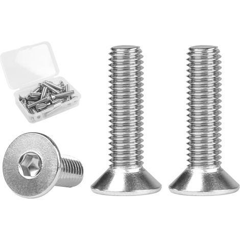Vis à Tête Fraisée M6x25mm, 20 Pièces Vis Boulon 304 Inox, Vis Hexagonales Acier Inoxydable A2 V2A Filetage, Métrique Cylindrique Avec Six Pans Creux Vis DIN7991 ISO10642 (1/5)