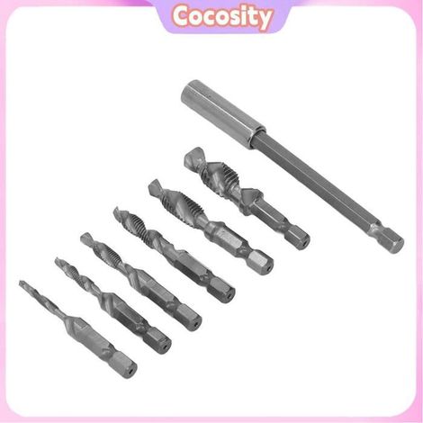 Jeu de tarauds - COCOSITY - M3‑M10 - Tige hexagonale - Rainure spirale évacuation copeaux - Pour acier/aluminium/bois (1/5)