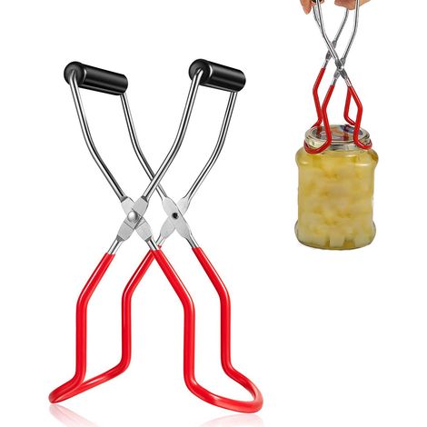 Pince à bocaux avec poignée ergonomique, en acier inoxydable, anti-brûlure et antidérapante, à large ouverture, idéale pour la cuisine et les restaurants. (1/5)