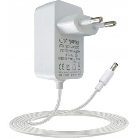 Adaptateur Universel 24V 0.5A,Chargeur DC 5.5 2.1mm de 1,2M, Transformateur 220V 24V, Sécurisé par Puce Intelligente, pour Diffuseur d’Huiles Essentielles,Routeurs, Haut-parleurs (1/5)